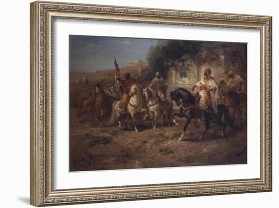 Arab Horsemen by a Fountain-Jean-Baptiste-Camille Corot-Framed Giclee Print