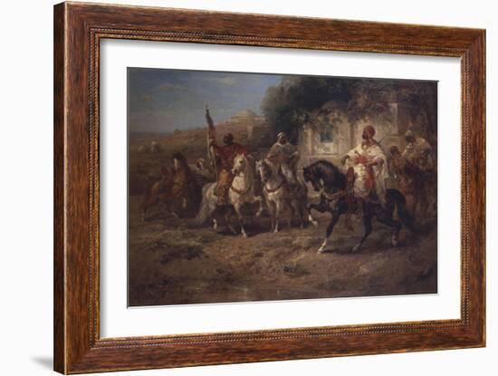 Arab Horsemen by a Fountain-Jean-Baptiste-Camille Corot-Framed Giclee Print