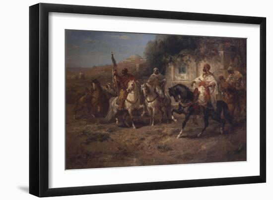 Arab Horsemen by a Fountain-Jean-Baptiste-Camille Corot-Framed Giclee Print