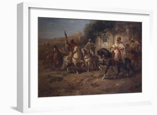 Arab Horsemen by a Fountain-Jean-Baptiste-Camille Corot-Framed Giclee Print