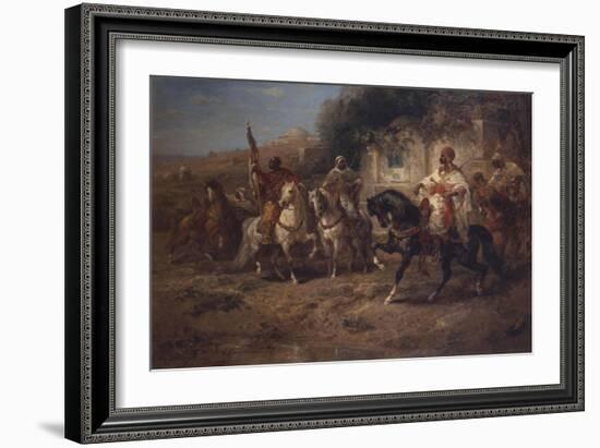 Arab Horsemen by a Fountain-Jean-Baptiste-Camille Corot-Framed Giclee Print