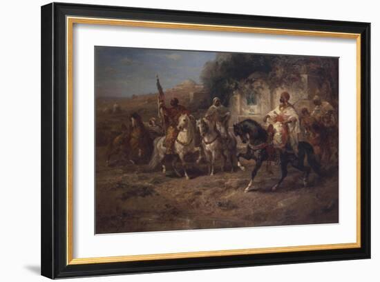 Arab Horsemen by a Fountain-Jean-Baptiste-Camille Corot-Framed Giclee Print