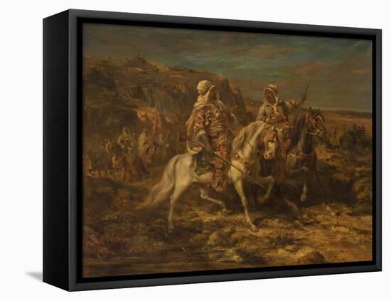 Arab Horsemen (Oil on Canvas)-Adolf Schreyer-Framed Premier Image Canvas