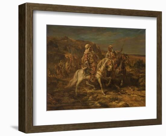 Arab Horsemen (Oil on Canvas)-Adolf Schreyer-Framed Giclee Print