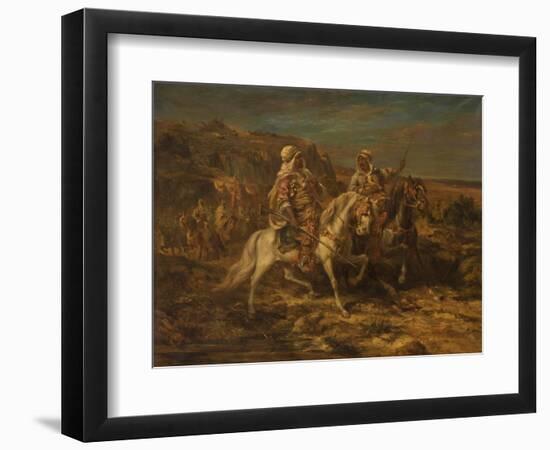 Arab Horsemen (Oil on Canvas)-Adolf Schreyer-Framed Giclee Print