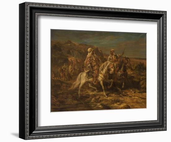 Arab Horsemen (Oil on Canvas)-Adolf Schreyer-Framed Giclee Print