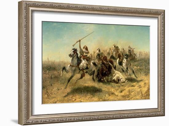 Arab Horsemen on the Attack, 1869-Adolf Schreyer-Framed Giclee Print