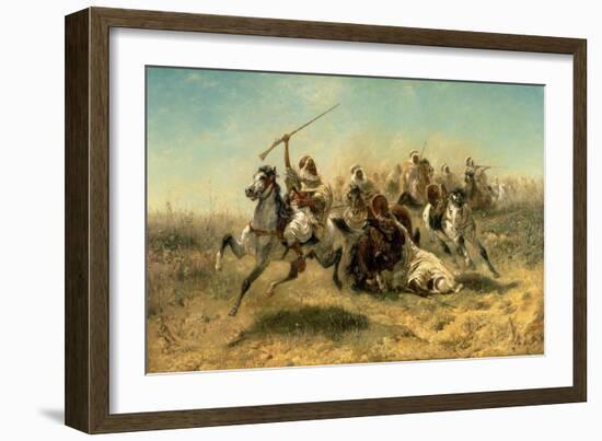 Arab Horsemen on the Attack, 1869-Adolf Schreyer-Framed Giclee Print