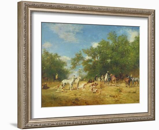 Arab Horsemen Resting in the Forest, 1868-Eugene Fromentin-Framed Giclee Print