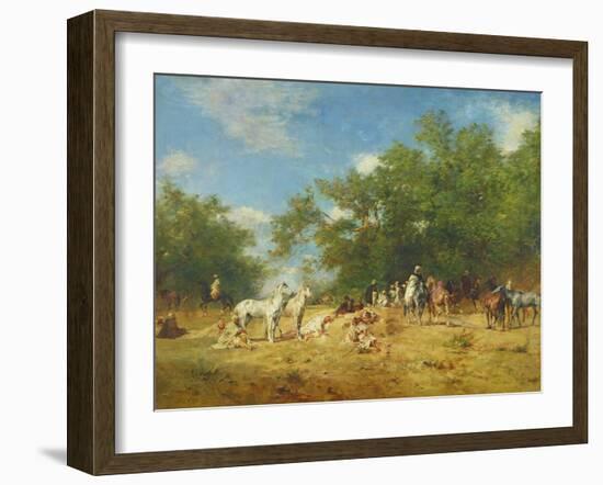 Arab Horsemen Resting in the Forest, 1868-Eugene Fromentin-Framed Giclee Print