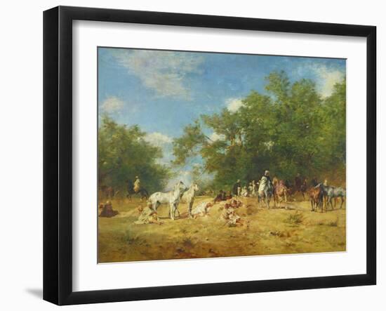 Arab Horsemen Resting in the Forest, 1868-Eugene Fromentin-Framed Giclee Print