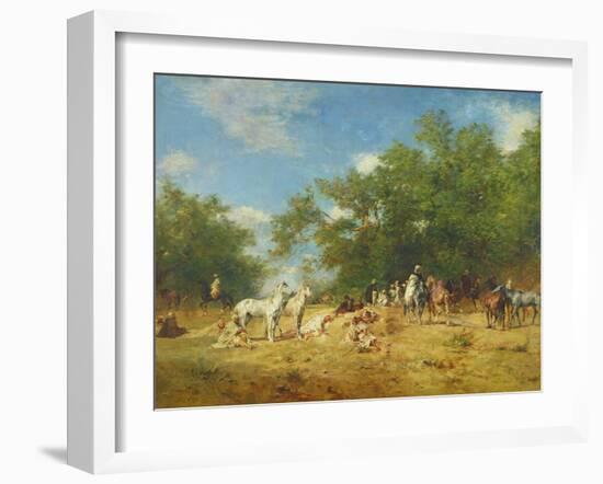 Arab Horsemen Resting in the Forest, 1868-Eugene Fromentin-Framed Giclee Print