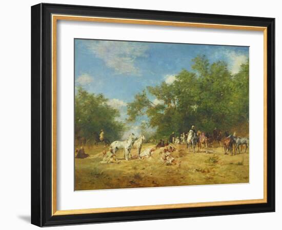 Arab Horsemen Resting in the Forest, 1868-Eugene Fromentin-Framed Giclee Print