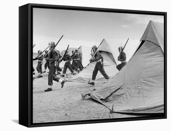 Arab Legion Men Emerging from Behind their Tents to Go to the Training Ground-John Phillips-Framed Premier Image Canvas