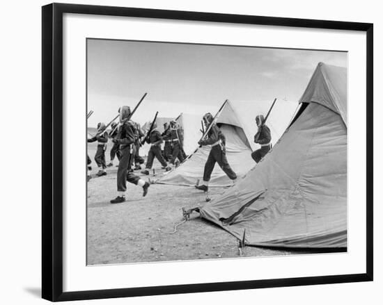 Arab Legion Men Emerging from Behind their Tents to Go to the Training Ground-John Phillips-Framed Premium Photographic Print