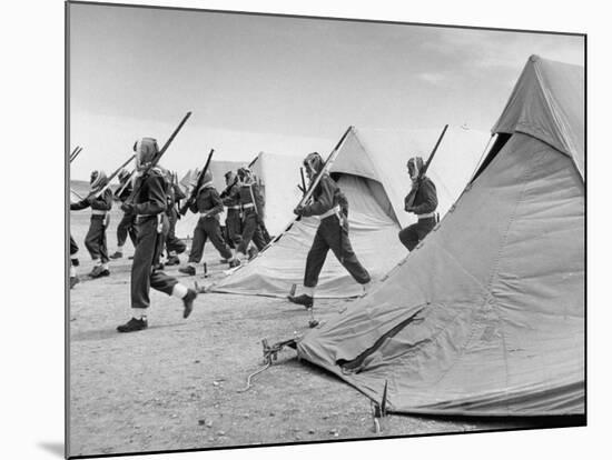 Arab Legion Men Emerging from Behind their Tents to Go to the Training Ground-John Phillips-Mounted Premium Photographic Print