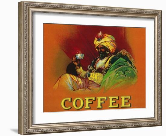 Arab Man Coffee Label-Lantern Press-Framed Art Print