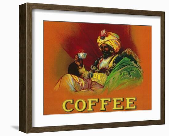 Arab Man Coffee Label-Lantern Press-Framed Art Print