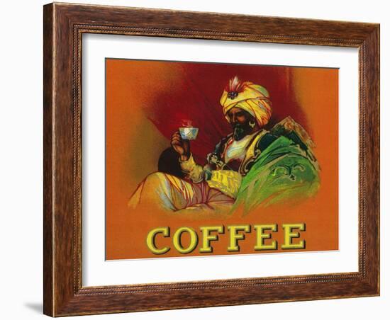 Arab Man Coffee Label-Lantern Press-Framed Art Print