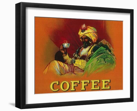 Arab Man Coffee Label-Lantern Press-Framed Art Print