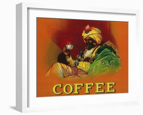 Arab Man Coffee Label-Lantern Press-Framed Art Print