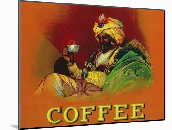 Arab Man Coffee Label-Lantern Press-Mounted Art Print
