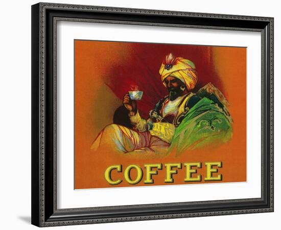 Arab Man Coffee Label-Lantern Press-Framed Art Print