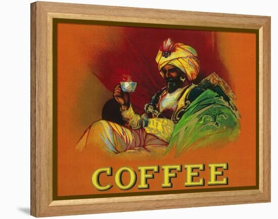 Arab Man Coffee Label-Lantern Press-Framed Stretched Canvas
