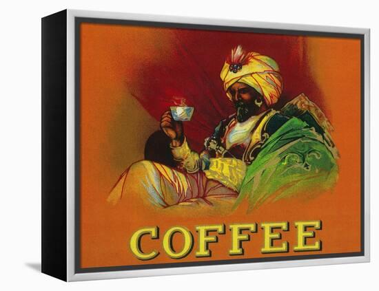 Arab Man Coffee Label-Lantern Press-Framed Stretched Canvas