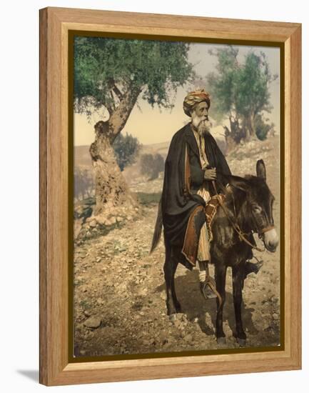 Arab Man from Bethlehem on His Donkey, C.1880-1900-null-Framed Premier Image Canvas