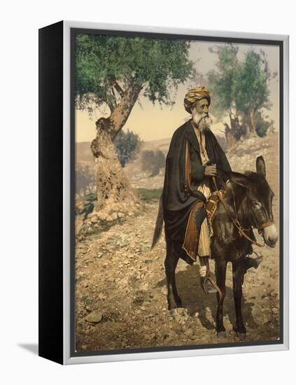 Arab Man from Bethlehem on His Donkey, C.1880-1900-null-Framed Premier Image Canvas