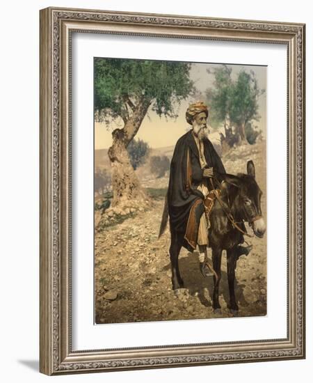 Arab Man from Bethlehem on His Donkey, C.1880-1900-null-Framed Photographic Print