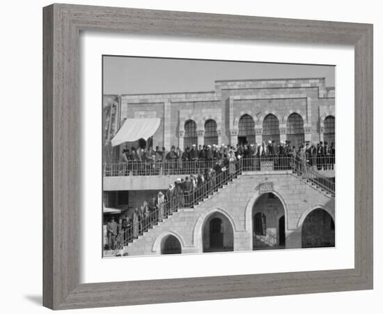 Arab meeting at the Rawdat el Maaref School on site of the Tower of Antonia, 1929-null-Framed Photographic Print