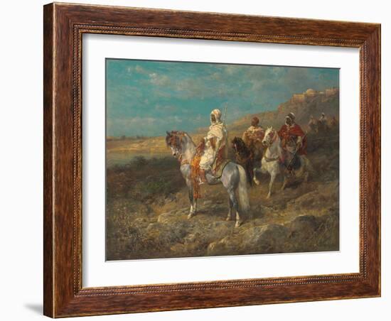 Arab on a White Horse (Oil on Canvas)-Adolf Schreyer-Framed Giclee Print