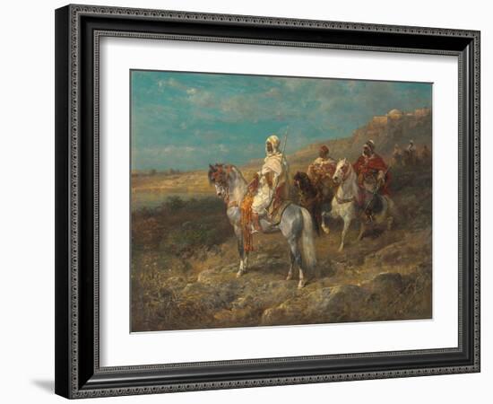 Arab on a White Horse (Oil on Canvas)-Adolf Schreyer-Framed Giclee Print