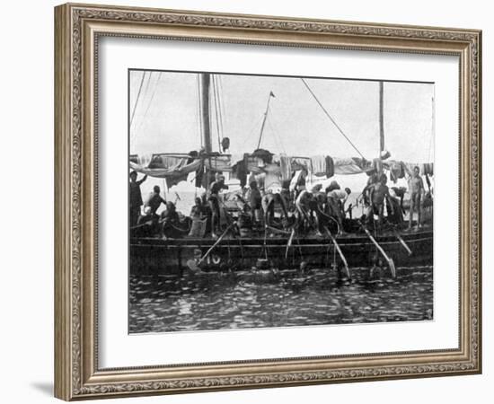 Arab Pearl Divers at Work, 1903-null-Framed Art Print