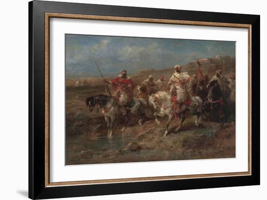 Arab Riders in a Landscape (Oil on Canvas)-Adolf Schreyer-Framed Giclee Print