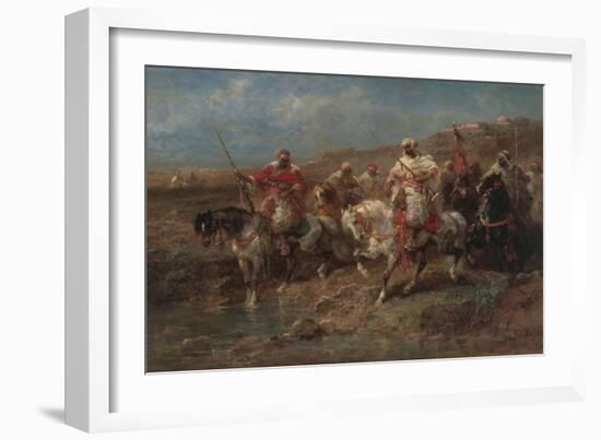 Arab Riders in a Landscape (Oil on Canvas)-Adolf Schreyer-Framed Giclee Print