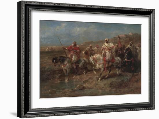 Arab Riders in a Landscape (Oil on Canvas)-Adolf Schreyer-Framed Giclee Print