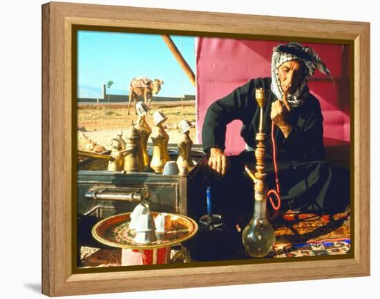 Arab Shepherd Smoking His Hookah as He Relaxes in a Roadside Tea Tent-Carlo Bavagnoli-Framed Premier Image Canvas