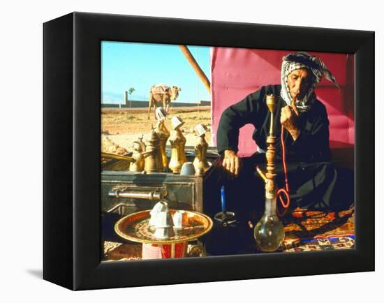 Arab Shepherd Smoking His Hookah as He Relaxes in a Roadside Tea Tent-Carlo Bavagnoli-Framed Premier Image Canvas