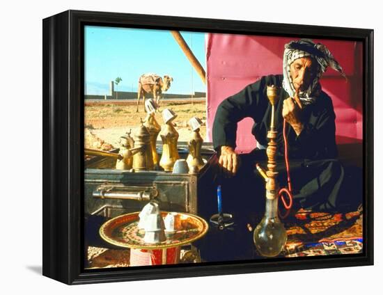 Arab Shepherd Smoking His Hookah as He Relaxes in a Roadside Tea Tent-Carlo Bavagnoli-Framed Premier Image Canvas