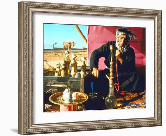 Arab Shepherd Smoking His Hookah as He Relaxes in a Roadside Tea Tent-Carlo Bavagnoli-Framed Photographic Print