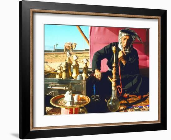 Arab Shepherd Smoking His Hookah as He Relaxes in a Roadside Tea Tent-Carlo Bavagnoli-Framed Photographic Print