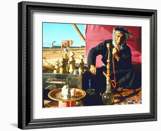 Arab Shepherd Smoking His Hookah as He Relaxes in a Roadside Tea Tent-Carlo Bavagnoli-Framed Photographic Print