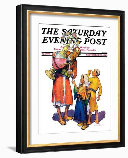 "Arab Vendor and Children," Saturday Evening Post Cover, September 21, 1929-Henry Soulen-Framed Premium Giclee Print