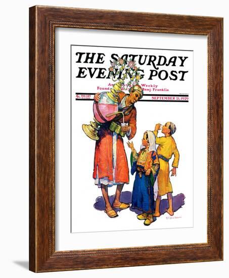 "Arab Vendor and Children," Saturday Evening Post Cover, September 21, 1929-Henry Soulen-Framed Giclee Print