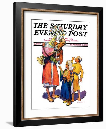 "Arab Vendor and Children," Saturday Evening Post Cover, September 21, 1929-Henry Soulen-Framed Giclee Print