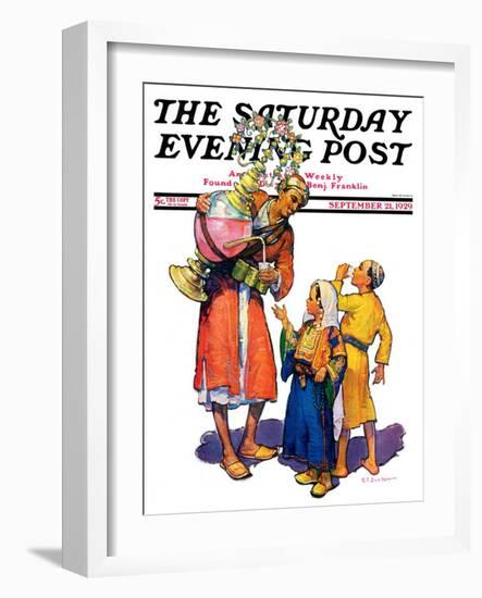 "Arab Vendor and Children," Saturday Evening Post Cover, September 21, 1929-Henry Soulen-Framed Giclee Print