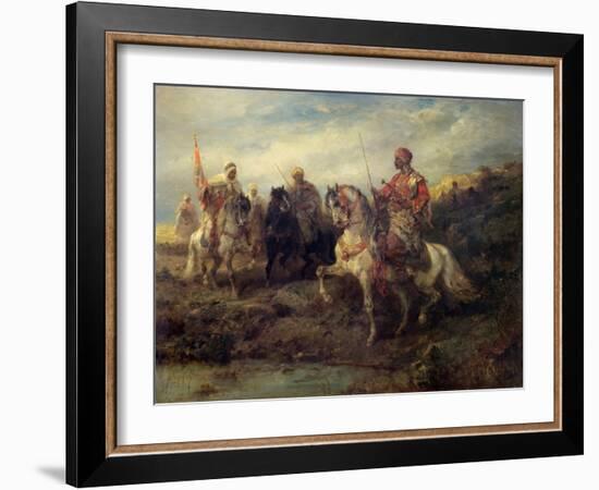 Arab Warriors on Horseback (Oil on Canvas)-Adolf Schreyer-Framed Giclee Print